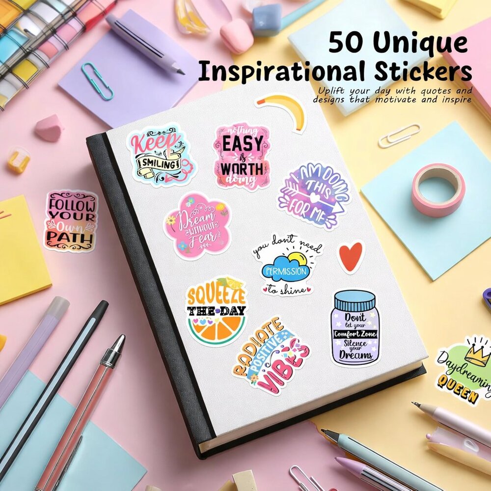 50ct Random Motivational/Inspirational Vinyl Stickers - Picture 3 of 4
